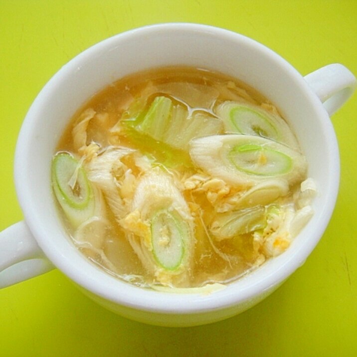 白菜と長ネギ卵の和風コンソメスープ